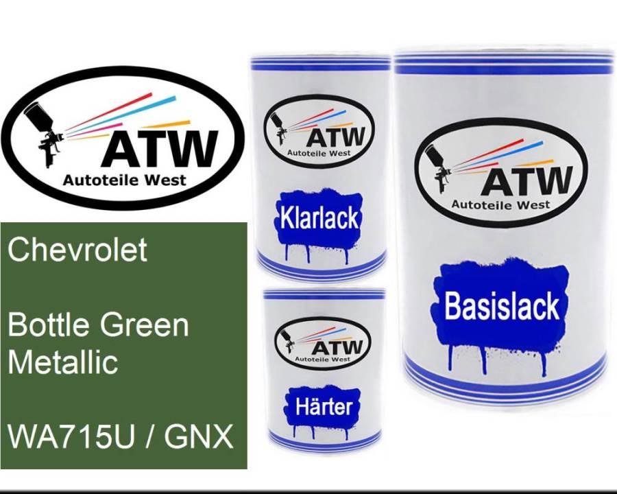 Chevrolet, Bottle Green Metallic, WA715U / GNX: 500ml Lackdose + 500ml Klarlack + 250ml Härter - Set, von ATW Autoteile West.